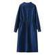 New Long Sleeve Button loose Denim Midi Dress Women - EX-STOCK CANADA