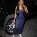 Fashion Strapless Tube Top Denim Long Fitted Jeans Dress