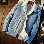 Winter Fleece-lined Denim Coat For Men Thickened Jeans jacket