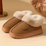 Zapatillas de algodón de felpa para mujeres Boteras de nieve al aire libre para mujeres.