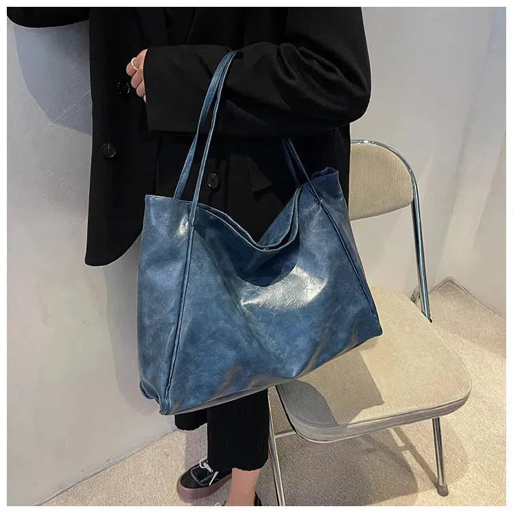 Women's Large Capacity Fashion Cattlehide Leather Shoulder Handbag - EX-STOCK CANADA