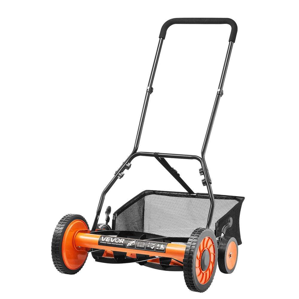 Manual Push Reel Lawn Mower 5-Blade Adjustable Height Grass Catcher 4 Wheels EX-STOCK Canada 