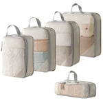 Beige travel mesh storage bags – lightweight luggage organizer set
