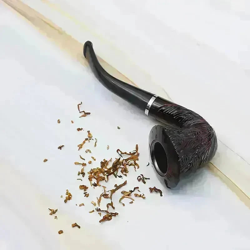 Carved Rice Ear Big Head Iron Pot Smoking Pipe - EX-STOCK CANADA