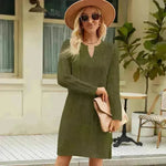 Autumn Winter Slim fit Twisted Split Mini Knitted Wool Sweater Dress - EX-STOCK CANADA