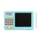 Educational toy with calculator and writing pad on a white background