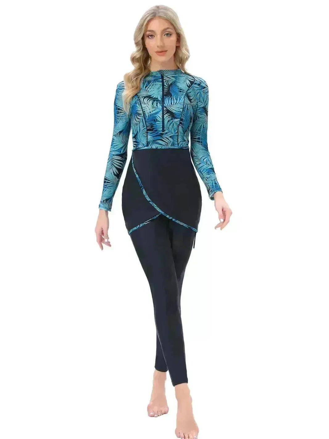 Long Sleeve Zipper ArabSwimsuit With Hat Chest Pad 3 Piece Conservative EX-STOCK