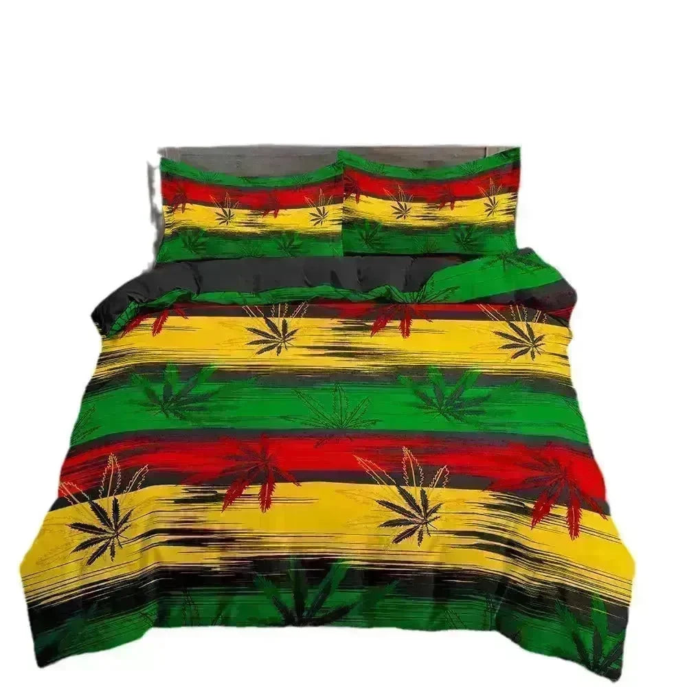 Colorful Psychedelic Weed Leaf Bedding Set - EX-STOCK CANADA