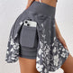 Grey Women's Floral High-Waist Skort – Built-In Shorts, Pockets, 8 Colours | XS–XXL
