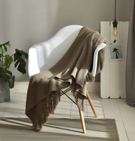 Fringed Knitted Small Blanket Napping Blanket Sofa Blanket EX-STOCK Canada 