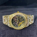 Hip Hop Full Square Diamond Luminous Hollow Mechanical Watch