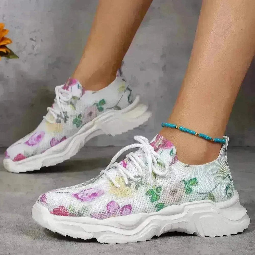 Flower Sports Running Shoes Women's Fashion Flat Sneakers - EX-STOCK CANADA