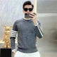 Simple All-match Slim fit Round Neck Pullover Sweater top for men - EX-STOCK CANADA
