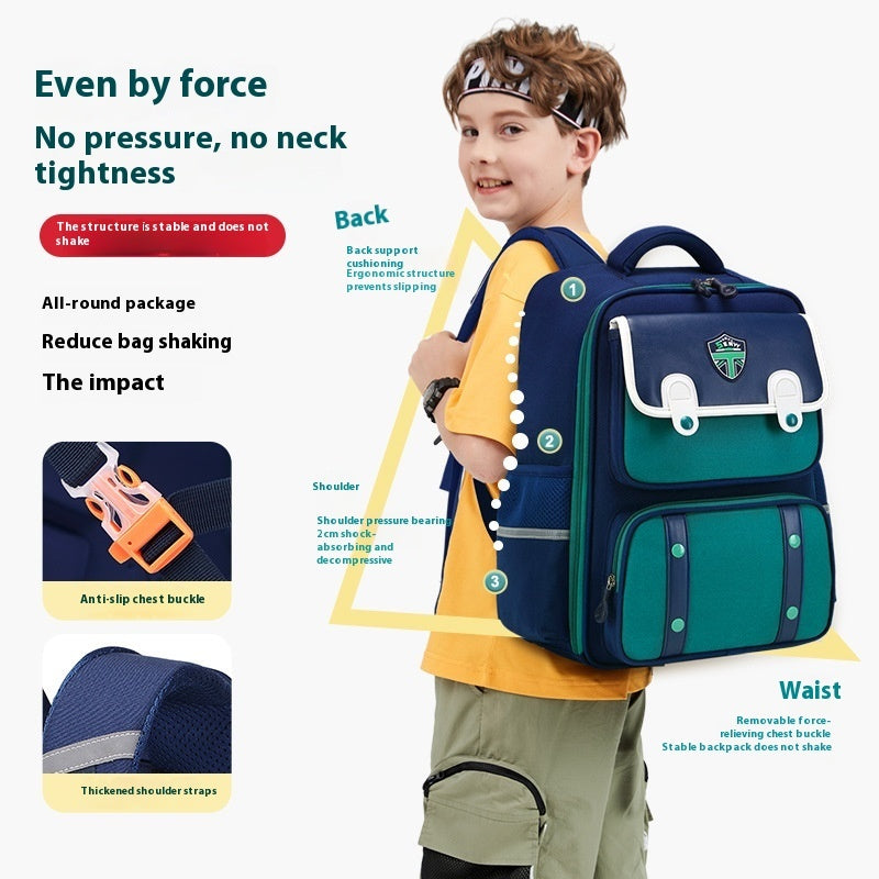 Student Schoolbag Spine Protection Burden Alleviation Backpack Water Repellent EX-STOCK