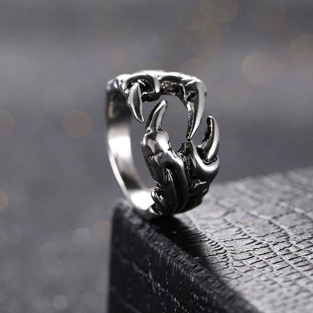 Men's Domineering Open Dragon Claw Ring Punk Chrome Jewelry Titanium Steel Dragon Claw Heart Party Rings For Men EX-STOCK