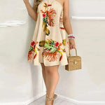 Printed Dress Summer Off-Shoulder Hanging Neck Sleeveless Sexy Dresses Women - EX-STOCK CANADA