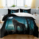 Moon Wolf Bedding Green Watercolor Forest Wolf Landscape Duvet Cover Sets 3 Pieces Wild Animal Bedding Set Twin Full Queen King Size EX-STOCK Canada 
