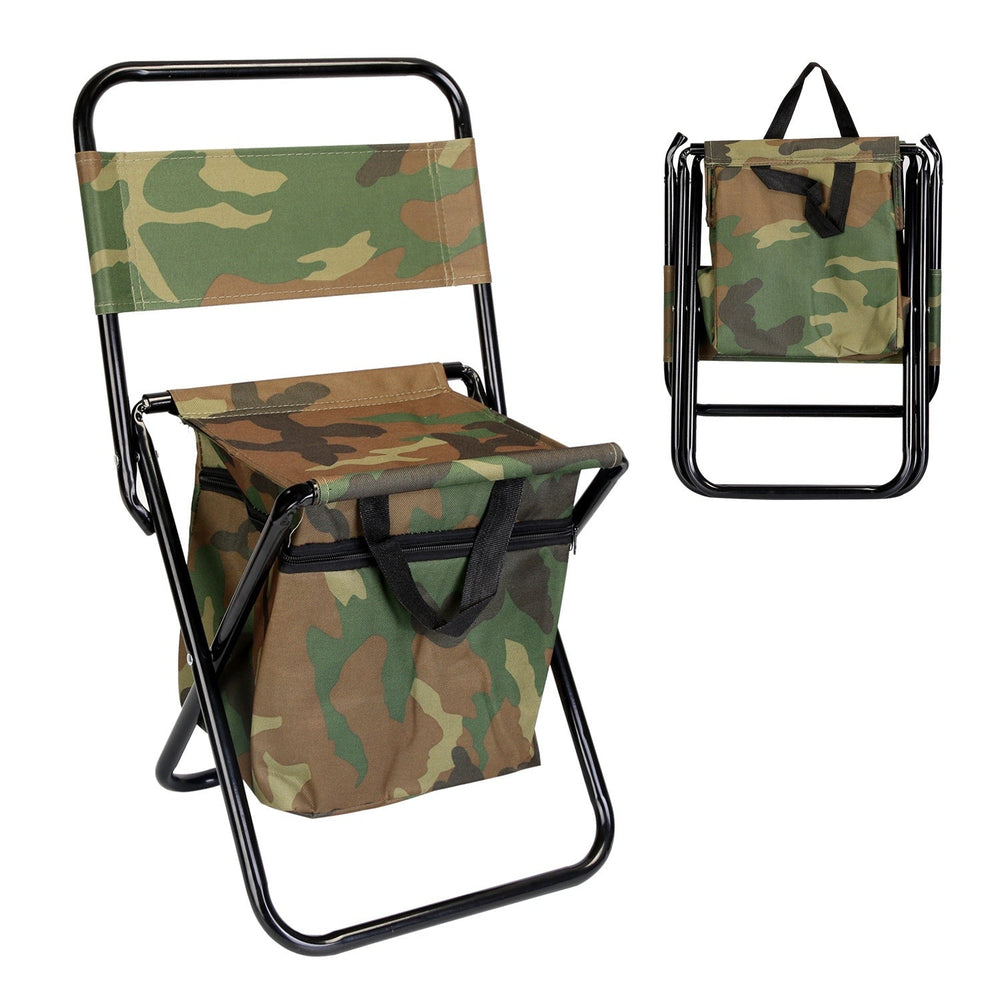Foldable Fishing Chair With Backrest Built-In Cooler Bag Portable Handle Outdoor Lightweight Fishing Stool For Camping Hiking Hunting EX-STOCK