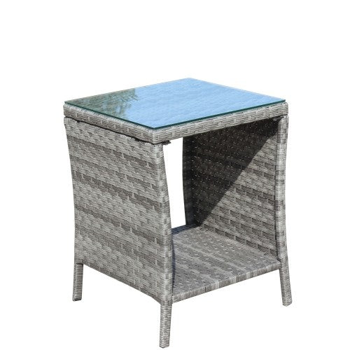 Mobilier de patio extérieur 1 table basse avec verre trempé transparentEX-STOCK Canada 