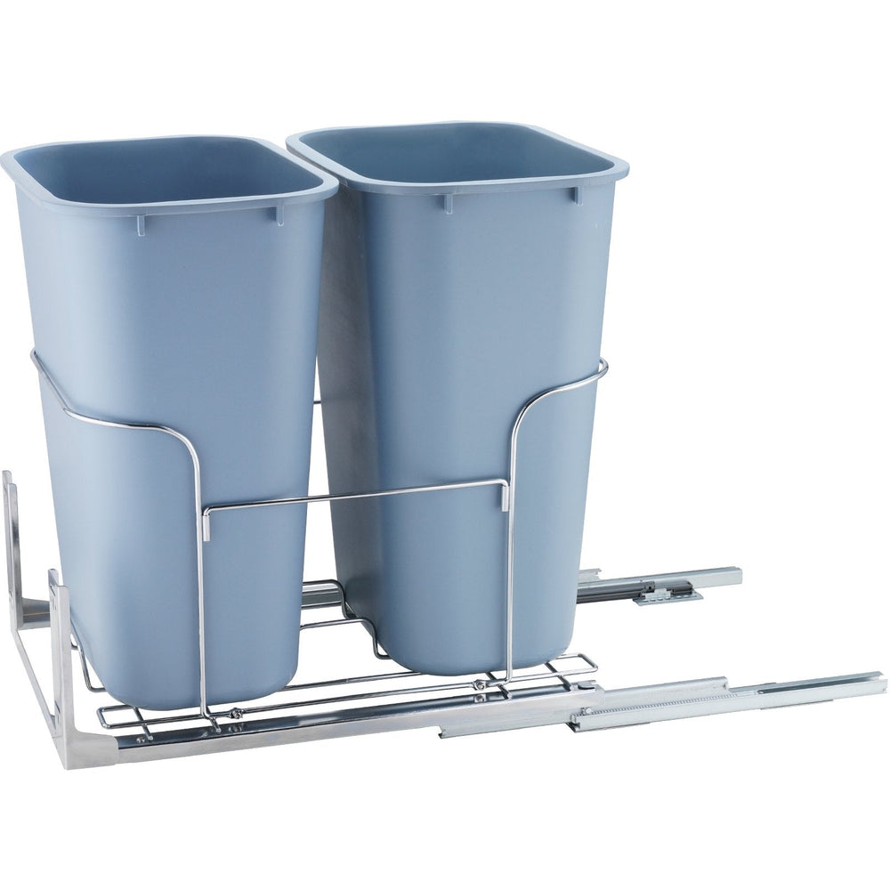 Pull-Out Trash Can, 35Lx2 Double Bins, Under Mount Kitchen Waste Container With Slide And Door Mounting Kit, 110 Lbs Load Capacity Heavy Duty Garbage Recycling Bin For Kitchen Cabinet, Sink EX-STOCK