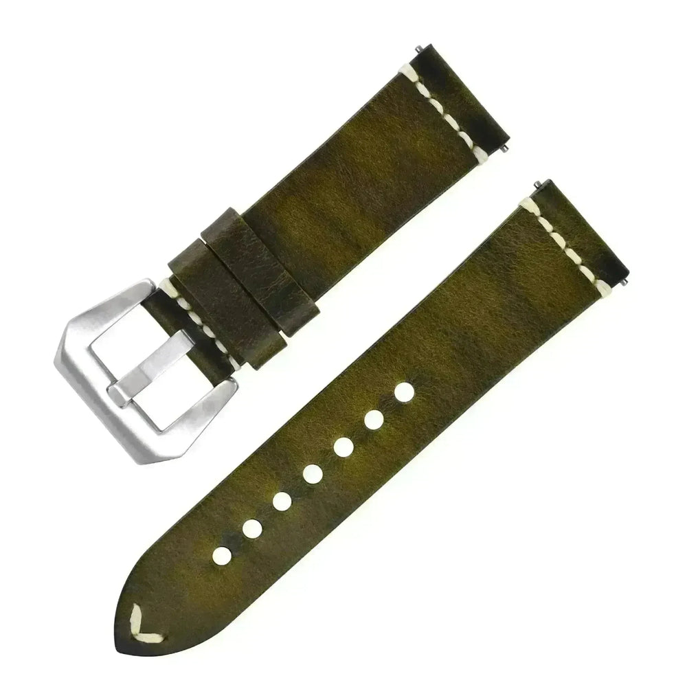 Discoloring Oil Wax Top Layer Cowhide Watch Strap - EX-STOCK CANADA