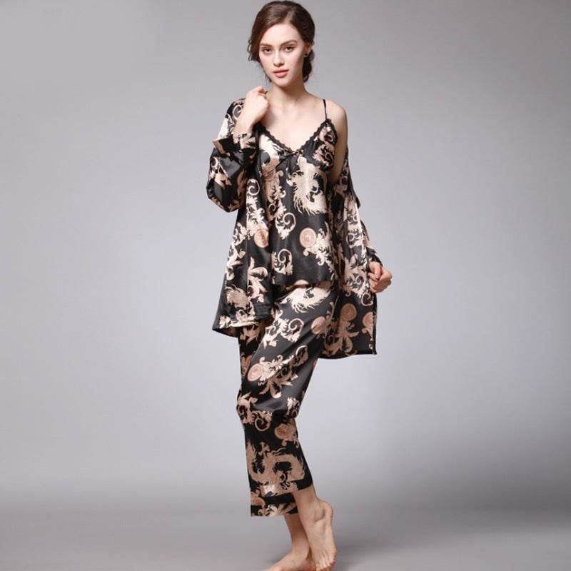 Three-piece silk pajamas for women EX-STOCK