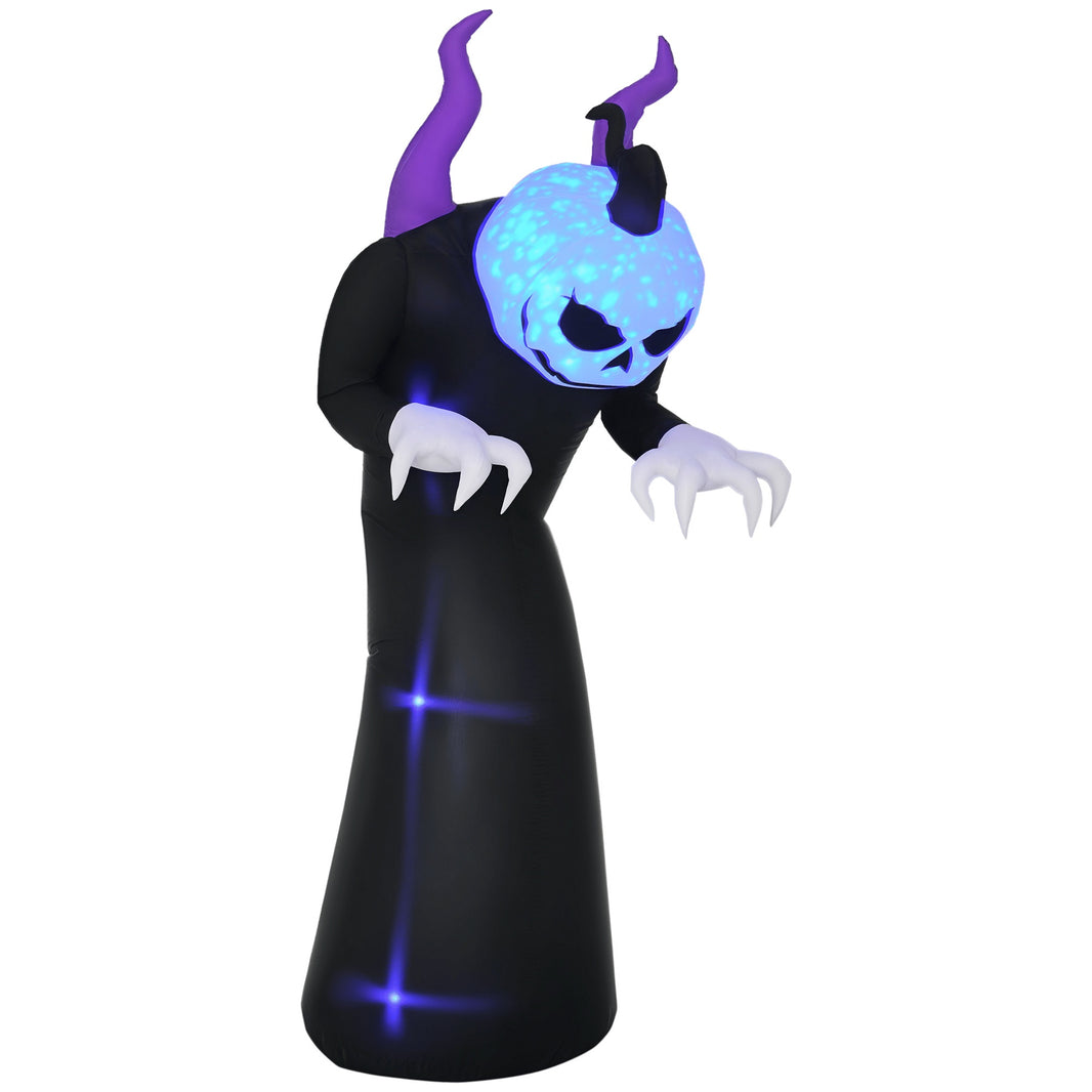 7ft Inflatable Halloween Ghost With Horns, Blow-Up Outdoor LED Yard Display With Flame Effect For Garden, Lawn, Yard, Party, Holiday EX-STOCK Canada 