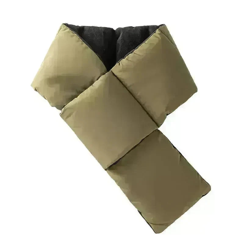 Warm Cross-design Pocket Scarf For Women Winter Outdoor Sports Skiing Cold-proof Down Cotton Plus Velvet Short Scarf - EX-STOCK CANADA