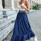Ladies Fashion Casual Ruffled Blue Denim Maxi Skirt Women - EX-STOCK CANADA