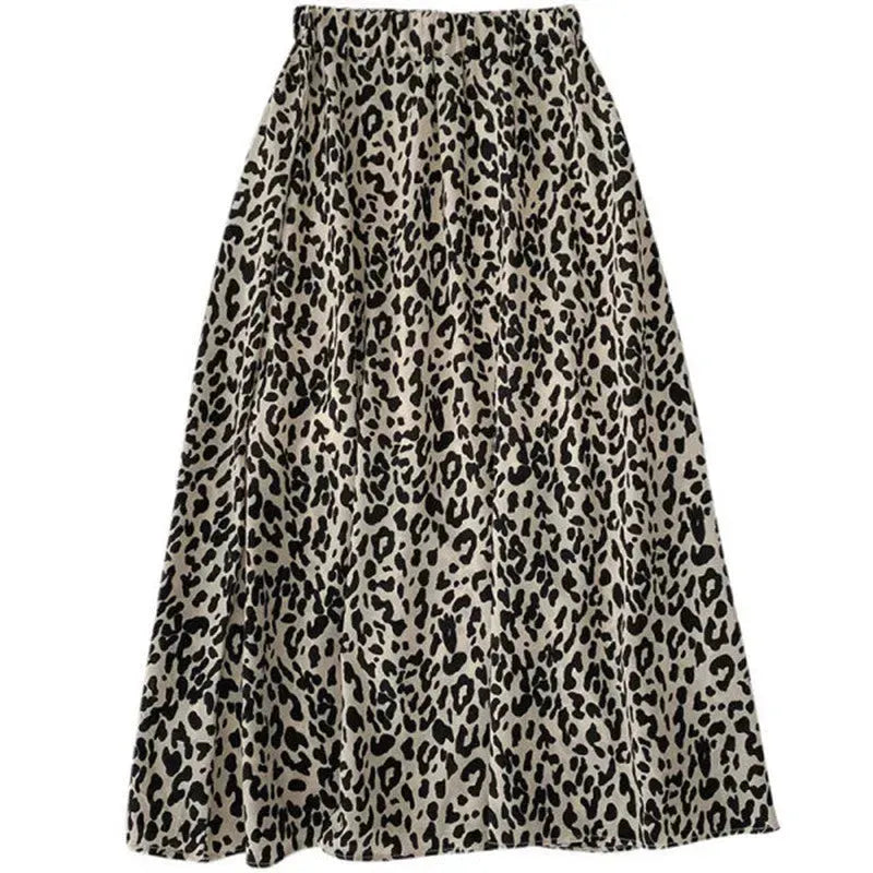 Women High waist Leopard color Midi Skirt - EX-STOCK CANADA