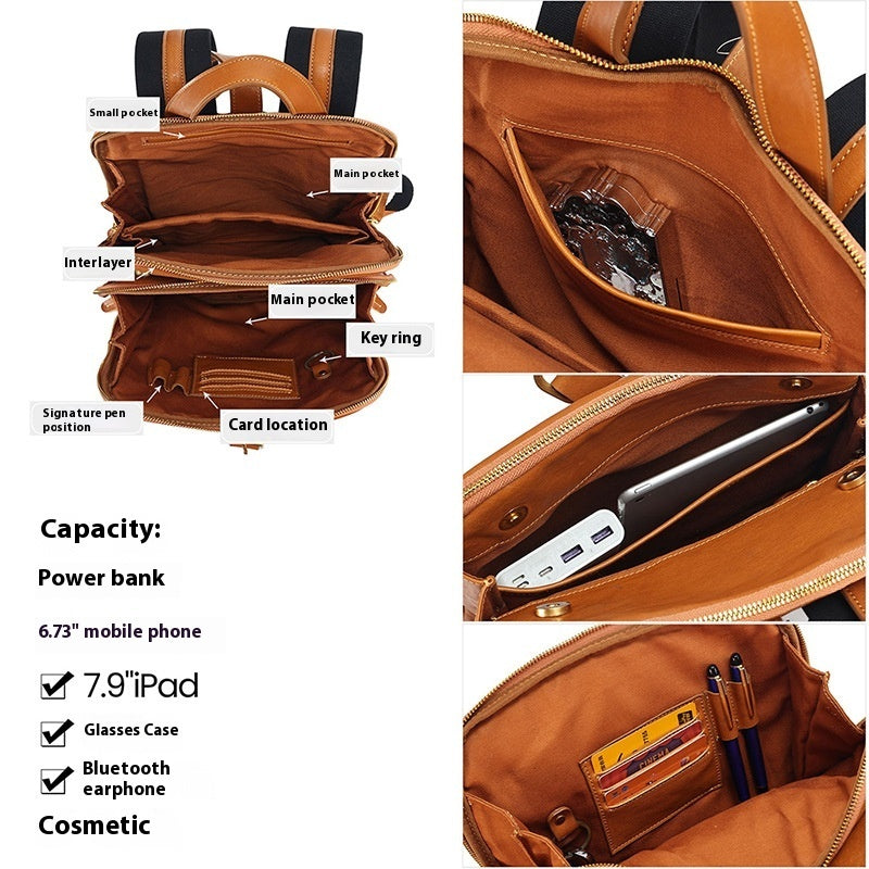 Multi-laminated Retro Genuine Leather Backpack EX-STOCK