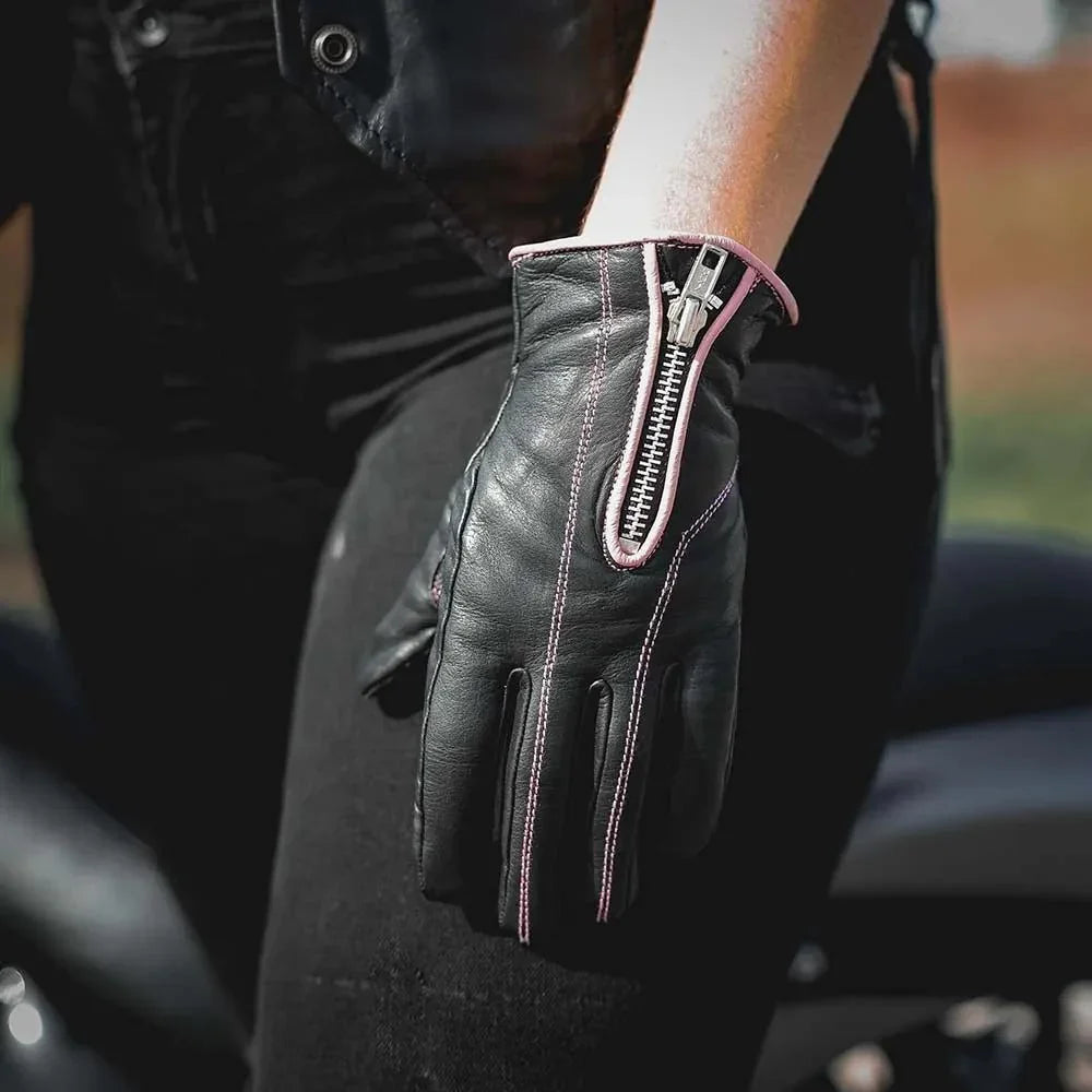 Open Road Women's Leather Motorcycle Gloves 