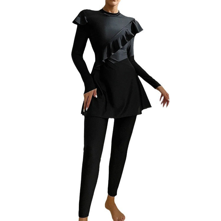 Costume da bagno musulmano transfrontaliero Colore solido Orlo a cordoncino Donne islamiche Medio Oriente Dubai - EX-STOCK Canada