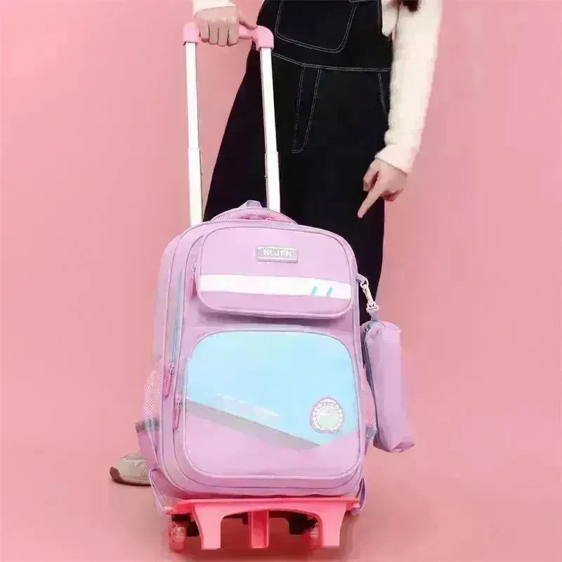 Portable Burden Alleviation Bull Wheel Trolley Schoolbag Bookbag for Boy and Girl - EX-STOCK CANADA