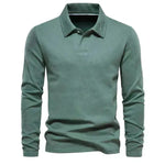 Fashion Lapel Plain Lapel Polo de manga larga para hombres Autumn Polo sudadera