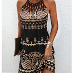 Fashion Print Dress Casual Halterneck Dresses For Women Summer Clothes - EX-STOCK CANADA