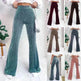 High Waist Lamp Wick Corduroy Bell-bottom Pants Wide Leg Women - EX-STOCK CANADA