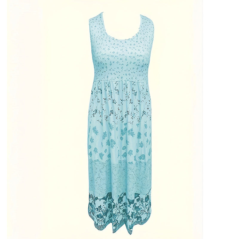 Casual Summer Boho Dress Floral Sleeveless Midi Dress EX-STOCK