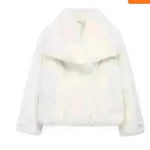 Winter Plush Open front Coat Thick lapel Outwear Faux Fur Coat women