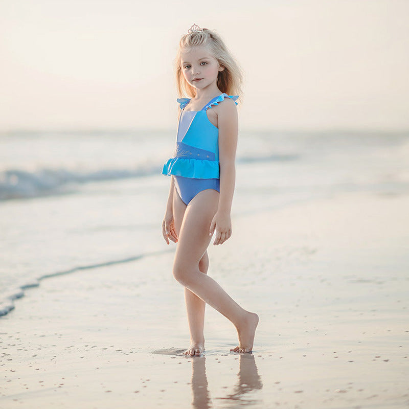 Kinder Zweiteiliges Badeanzug-Set – Mädchen Polyester-Badetop & Shorts in 5 Stilen (Größe 100–140)