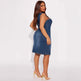 Fashionable Round-Neck Studded Denim Sleeveless Dress 