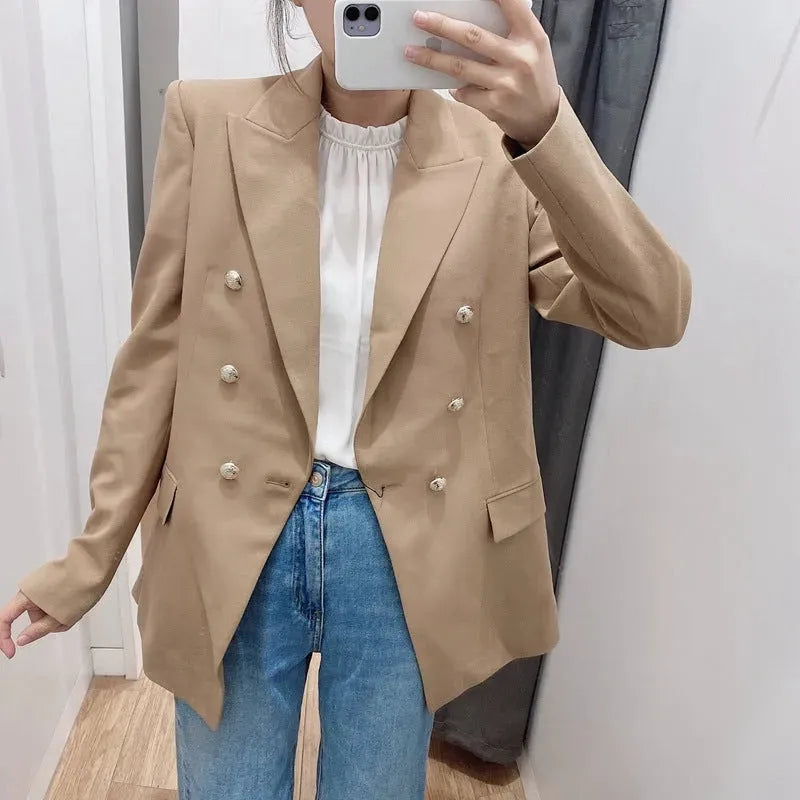 Simple Style Buttoned Casual Blazer Jacket Women - EX-STOCK CANADA