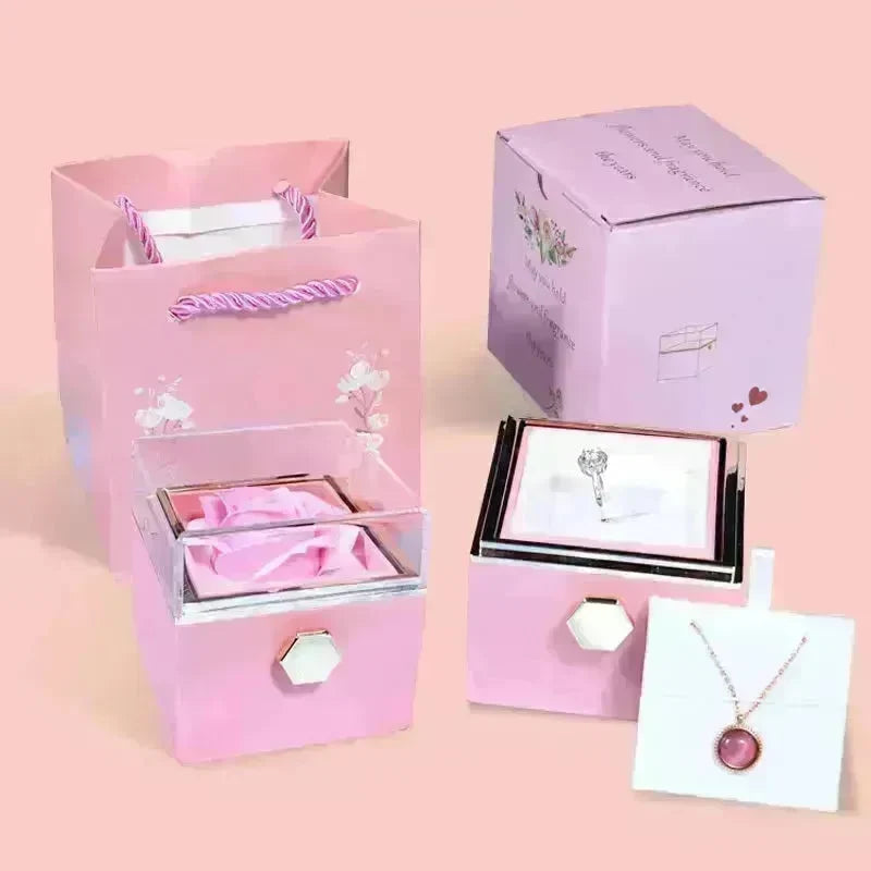 Rotating Soap Flower Rose Gift Box Creative Rotating Rose Jewelry Packaging Box Valentine's Day Gift For Women - EX-STOCK CANADA