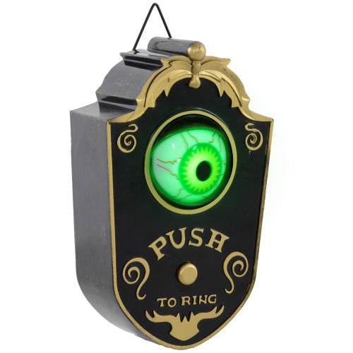 HOMCOM 7.1 Halloween Decoration, Animatronic Doorbell With Simulation Light-up Eyeball, Sound And Motion Activated Animated Prop W Piercing Doorbell Sound - EX-STOCK Canada