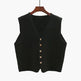 Women Sleeveless V-neck Button Down Knitted Vest Cardigan - EX-STOCK CANADA