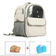 Pet carrier backpack with additional items on a white background