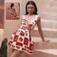 Women's Flower Print Lace Sling Dress Fashion V-neck Waist-baring Skirt Summer Clothing - EX-STOCK CANADA