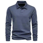 Fashion Lapel Plain Lapel Polo de manga larga para hombres Autumn Polo sudadera