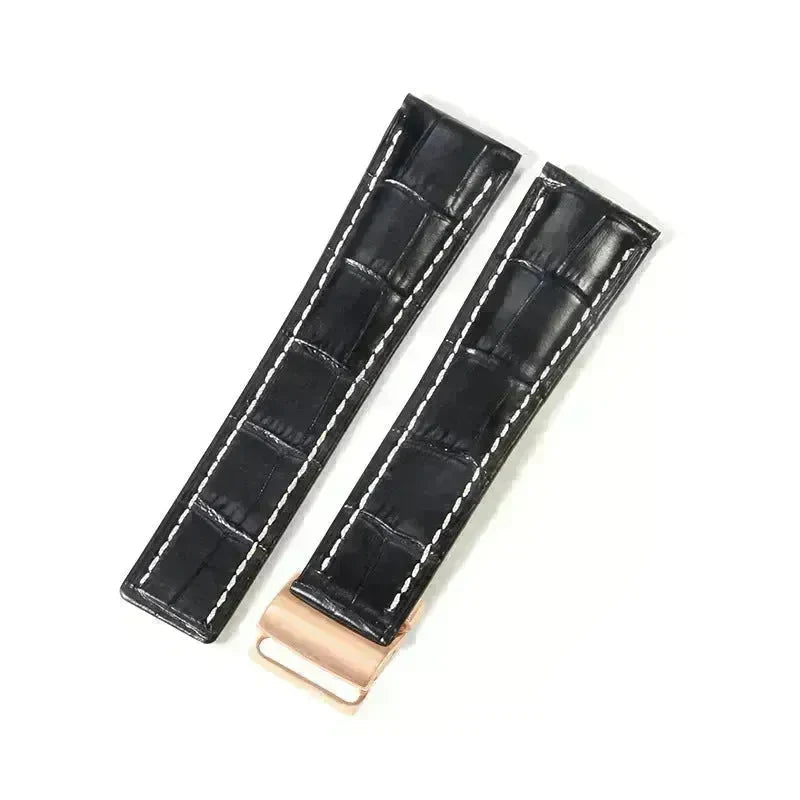 22mm 24mm Black Brown Blue Bamboo Grain Cowhide Watch Strap - EX-STOCK CANADA