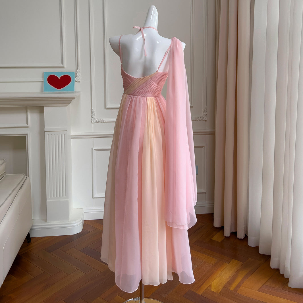French Minority Three-dimensional Flower Sling Birthday Dinner Dress